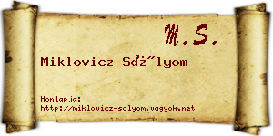 Miklovicz Sólyom névjegykártya
